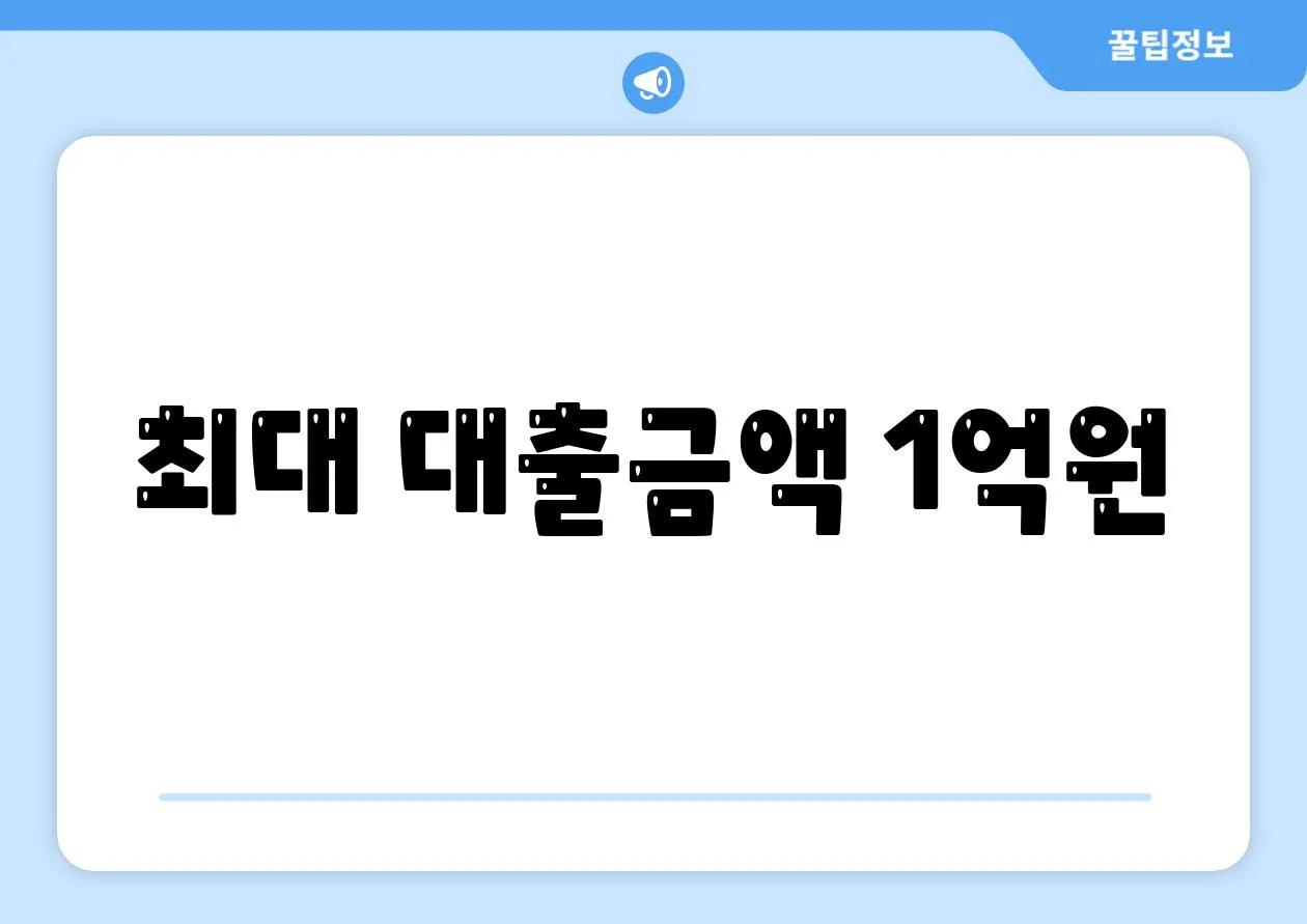 최대 대출금액 1억원