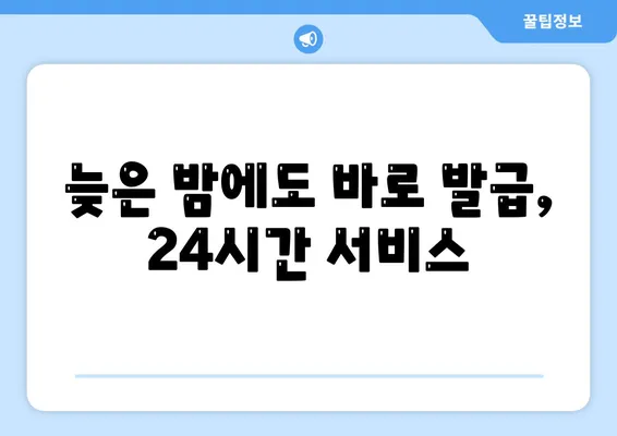 늦은 밤에도 바로 발급, 24시간 서비스