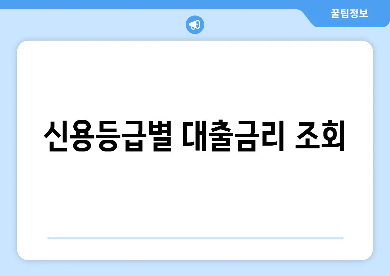 신용등급별 대출금리 조회