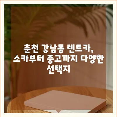 강원도 춘천시 강남동 렌트카 가격비교 | 리스 | 장기대여 | 1일비용 | 비용 | 소카 | 중고 | 신차 | 1박2일 2024후기