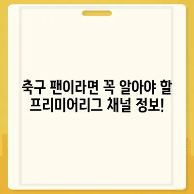 프리미어리그 중계 시청 가이드 | 실시간 스트리밍, 최신 정보, 경기 일정