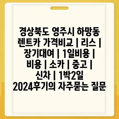 경상북도 영주시 하망동 렌트카 가격비교 | 리스 | 장기대여 | 1일비용 | 비용 | 소카 | 중고 | 신차 | 1박2일 2024후기