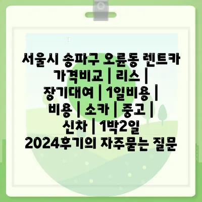 서울시 송파구 오륜동 렌트카 가격비교 | 리스 | 장기대여 | 1일비용 | 비용 | 소카 | 중고 | 신차 | 1박2일 2024후기