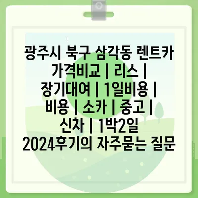 광주시 북구 삼각동 렌트카 가격비교 | 리스 | 장기대여 | 1일비용 | 비용 | 소카 | 중고 | 신차 | 1박2일 2024후기