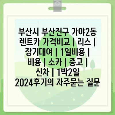 부산시 부산진구 가야2동 렌트카 가격비교 | 리스 | 장기대여 | 1일비용 | 비용 | 소카 | 중고 | 신차 | 1박2일 2024후기