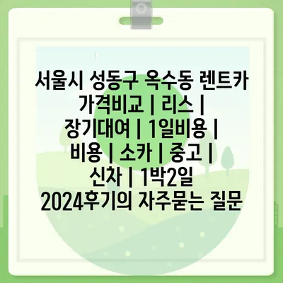 서울시 성동구 옥수동 렌트카 가격비교 | 리스 | 장기대여 | 1일비용 | 비용 | 소카 | 중고 | 신차 | 1박2일 2024후기