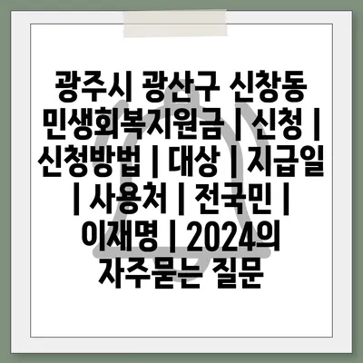 광주시 광산구 신창동 민생회복지원금 | 신청 | 신청방법 | 대상 | 지급일 | 사용처 | 전국민 | 이재명 | 2024