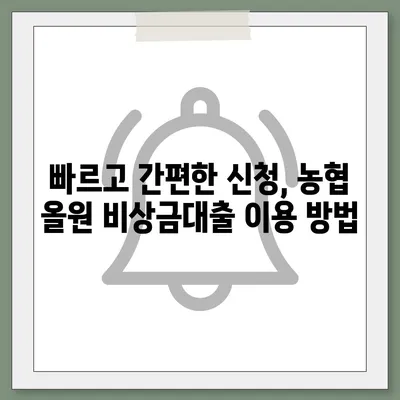 농협 올원 비상금대출, 급할 때 바로 받는 방법 | 비상금, 대출, 금리, 신청