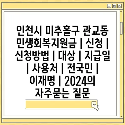 인천시 미추홀구 관교동 민생회복지원금 | 신청 | 신청방법 | 대상 | 지급일 | 사용처 | 전국민 | 이재명 | 2024