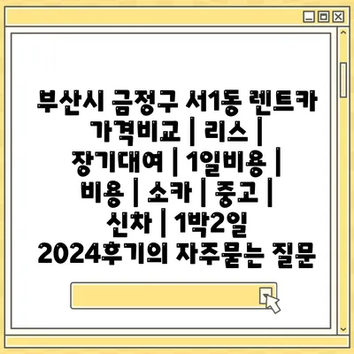 부산시 금정구 서1동 렌트카 가격비교 | 리스 | 장기대여 | 1일비용 | 비용 | 소카 | 중고 | 신차 | 1박2일 2024후기