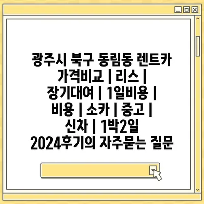 광주시 북구 동림동 렌트카 가격비교 | 리스 | 장기대여 | 1일비용 | 비용 | 소카 | 중고 | 신차 | 1박2일 2024후기