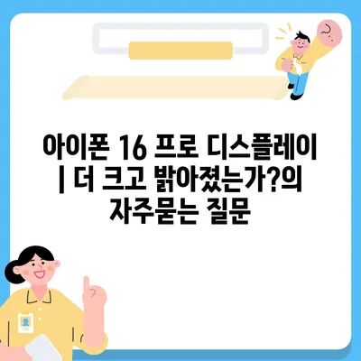 아이폰 16 프로 디스플레이 | 더 크고 밝아졌는가?