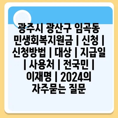 광주시 광산구 임곡동 민생회복지원금 | 신청 | 신청방법 | 대상 | 지급일 | 사용처 | 전국민 | 이재명 | 2024