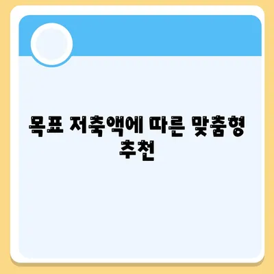 목표 저축액에 따른 맞춤형 추천