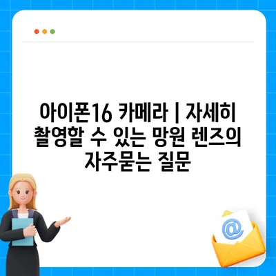 아이폰16 카메라 | 자세히 촬영할 수 있는 망원 렌즈