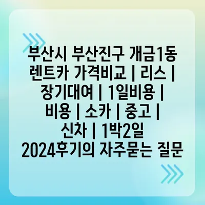 부산시 부산진구 개금1동 렌트카 가격비교 | 리스 | 장기대여 | 1일비용 | 비용 | 소카 | 중고 | 신차 | 1박2일 2024후기