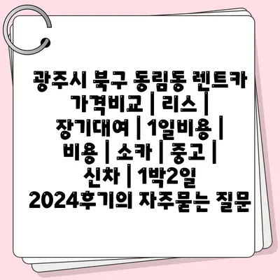 광주시 북구 동림동 렌트카 가격비교 | 리스 | 장기대여 | 1일비용 | 비용 | 소카 | 중고 | 신차 | 1박2일 2024후기