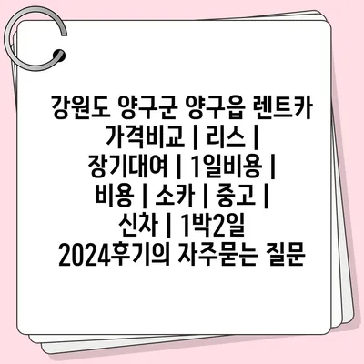 강원도 양구군 양구읍 렌트카 가격비교 | 리스 | 장기대여 | 1일비용 | 비용 | 소카 | 중고 | 신차 | 1박2일 2024후기