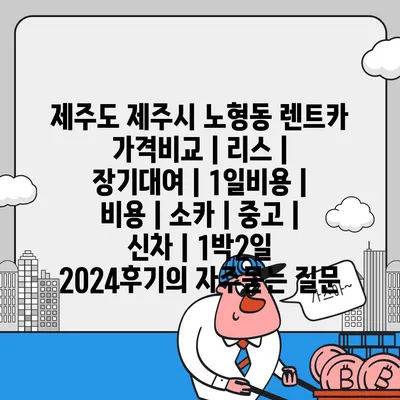 제주도 제주시 노형동 렌트카 가격비교 | 리스 | 장기대여 | 1일비용 | 비용 | 소카 | 중고 | 신차 | 1박2일 2024후기