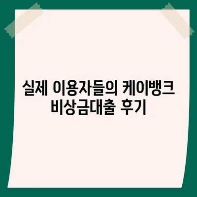 케이뱅크 비상금대출, 급할 때 빠르게 받는 방법 | 금리, 한도, 조건, 신청, 후기