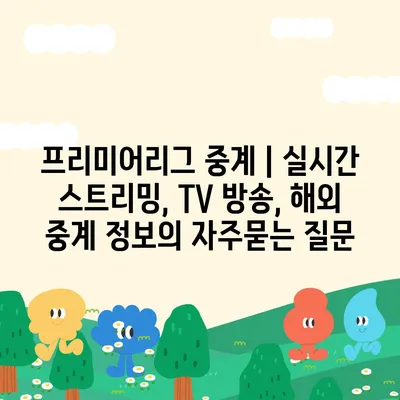 프리미어리그 중계 | 실시간 스트리밍, TV 방송, 해외 중계 정보