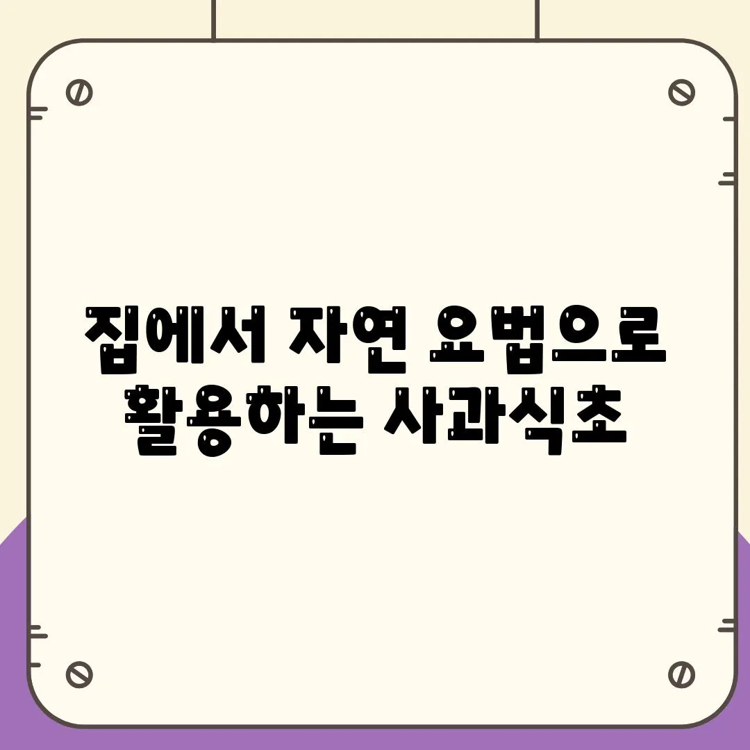 집에서 자연 요법으로 활용하는 사과식초