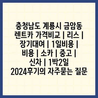 충청남도 계룡시 금암동 렌트카 가격비교 | 리스 | 장기대여 | 1일비용 | 비용 | 소카 | 중고 | 신차 | 1박2일 2024후기