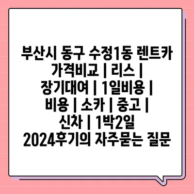 부산시 동구 수정1동 렌트카 가격비교 | 리스 | 장기대여 | 1일비용 | 비용 | 소카 | 중고 | 신차 | 1박2일 2024후기