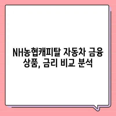 NH농협캐피탈 자동차 금융 상품 비교분석| 나에게 맞는 최적의 선택은? | 자동차 할부, 리스, 렌탈, 금리 비교