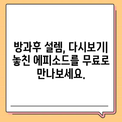 방과후 설렘 다시보기| 모든 에피소드 무료 시청 방법 | 방과후 설렘, 다시보기, 무료 시청, 온라인 스트리밍