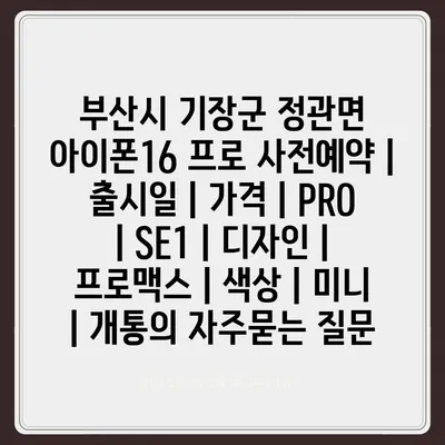 부산시 기장군 정관면 아이폰16 프로 사전예약 | 출시일 | 가격 | PRO | SE1 | 디자인 | 프로맥스 | 색상 | 미니 | 개통