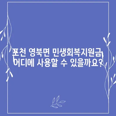 경기도 포천시 영북면 민생회복지원금 | 신청 | 신청방법 | 대상 | 지급일 | 사용처 | 전국민 | 이재명 | 2024