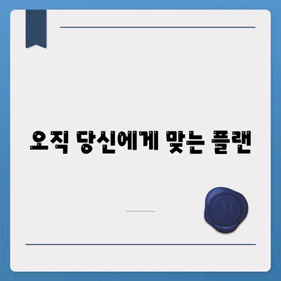 오직 당신에게 맞는 플랜