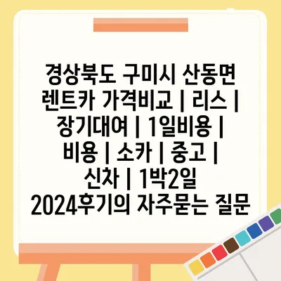 경상북도 구미시 산동면 렌트카 가격비교 | 리스 | 장기대여 | 1일비용 | 비용 | 소카 | 중고 | 신차 | 1박2일 2024후기