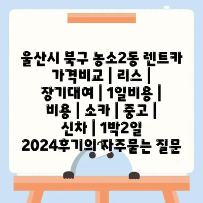 울산시 북구 농소2동 렌트카 가격비교 | 리스 | 장기대여 | 1일비용 | 비용 | 소카 | 중고 | 신차 | 1박2일 2024후기