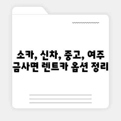 경기도 여주시 금사면 렌트카 가격비교 | 리스 | 장기대여 | 1일비용 | 비용 | 소카 | 중고 | 신차 | 1박2일 2024후기