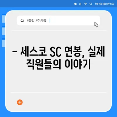 세스코 SC 연봉, 실제로 얼마나 될까요? | 세스코, 연봉, 급여, 채용, 정보