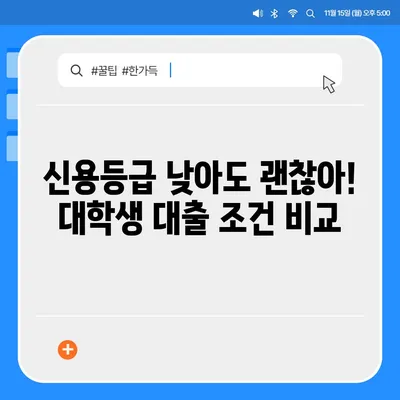 대학생 대출 가능한 곳 추천| 2023년 최신 정보 & 주요 조건 비교 | 대학생 대출, 학자금 대출, 저금리 대출, 신용등급