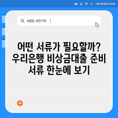 우리은행 비상금대출, 급할 때 딱! | 신청 자격, 금리, 한도, 필요 서류, 빠르게 확인하세요!