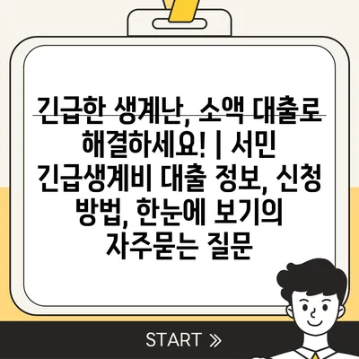 긴급한 생계난, 소액 대출로 해결하세요! | 서민 긴급생계비 대출 정보, 신청 방법, 한눈에 보기