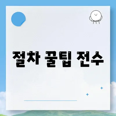 절차 꿀팁 전수