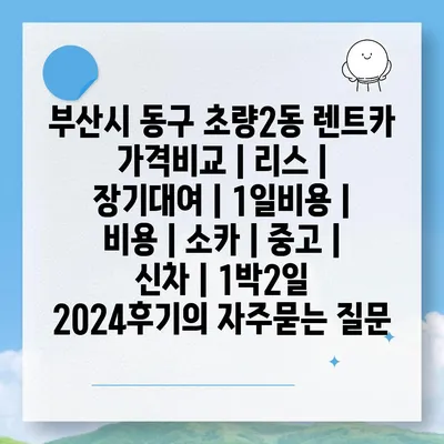 부산시 동구 초량2동 렌트카 가격비교 | 리스 | 장기대여 | 1일비용 | 비용 | 소카 | 중고 | 신차 | 1박2일 2024후기