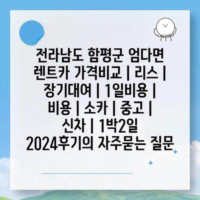 전라남도 함평군 엄다면 렌트카 가격비교 | 리스 | 장기대여 | 1일비용 | 비용 | 소카 | 중고 | 신차 | 1박2일 2024후기