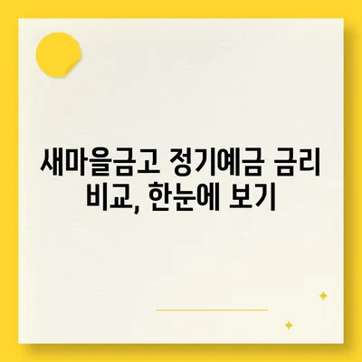 새마을금고 정기예금 금리 비교 & 최고 금리 찾기 |  새마을금고, 정기예금, 금리 비교, 예금 상품, 금융 상품