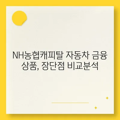 NH농협캐피탈 자동차 금융 상품 비교분석| 나에게 맞는 최적의 선택은? | 자동차 할부, 리스, 렌탈, 금리 비교