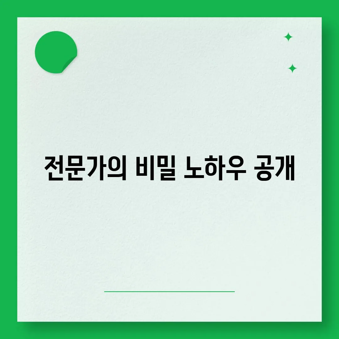 전문가의 비밀 노하우 공개