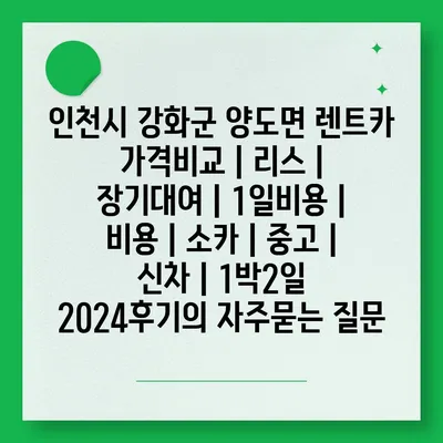 인천시 강화군 양도면 렌트카 가격비교 | 리스 | 장기대여 | 1일비용 | 비용 | 소카 | 중고 | 신차 | 1박2일 2024후기