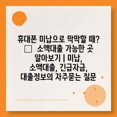 휴대폰 미납으로 막막할 때? 🚨  소액대출 가능한 곳 알아보기 | 미납, 소액대출, 긴급자금, 대출정보