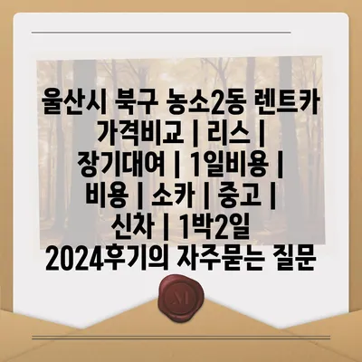 울산시 북구 농소2동 렌트카 가격비교 | 리스 | 장기대여 | 1일비용 | 비용 | 소카 | 중고 | 신차 | 1박2일 2024후기