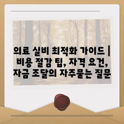 의료 실비 최적화 가이드 | 비용 절감 팁, 자격 요건, 자금 조달